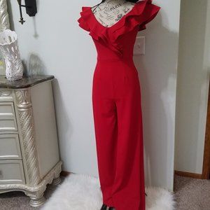Off Shoulder stretch Ruffled Jumpsuit